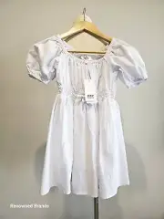 SEED GIRLS WHITE LINEN COTTON DRESS SIZE 8 BNWT RRP $79.95