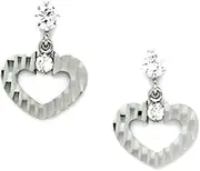 [JewelryWeb] 14k White Gold CZ Simulated Diamond Love Heart Drop Screw Back Earrings 13x10mm Stud Earring for Women