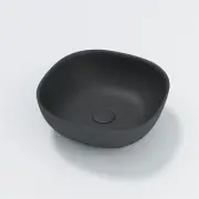 SI Aust Solid Surface Basin Above Counter 350mm x 350mm Black Blanche SI-M16B
