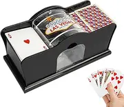 Manual Hand Cranked Card Shuffler,for Poker, 2 Decks Card Shuffling Machine,Manual Cards Shuffler with Easy Hand Cranked System,Playing Card Shuffler for Home Card Game (Black)