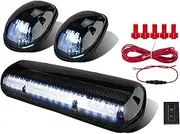 LIMICAR Smoked Cover Cab Roof Marker Running Top Lights Assembly Wire Kit, White 30 LED Lights for 2002-2007 Chevrolet Silverado/GMC Sierra 1500 1500HD 2500 2500HD 3500 Trucks