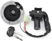 Ignition Barrel Key Switch for Kawasaki ZR400 ZZR400 ZZR600 ZXR400 ZXR750 ZX900 for Ninja ZX-9R ZX-7RR ZX-7R ZX750 Ignition Switch Seat Lock with Key Fuel Cap Motor Ignition Key Switches(Set)