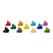 Pirate Ship Boat Meeple Figures Mega Pack (55PCS 11 Color) for Board Games