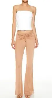Women's Forever 21 Camel Ruched Drawstring Mesh Pants Size XS