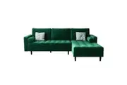 Claude 3 Seater Velvet Sofa With Chaise - Dark Forest Green