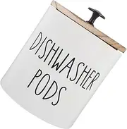 Garneck Decorative Storage Bin Lid Wooden Dishwasher Pod Container Airtight Storage Box for Cleaning Products Laundry Room Accessory
