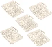 Healeved 5 Pack Natural Ramie Jute Soap Saver Pouches Bathing Soap Bag for Shower Travel Exfoliation
