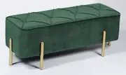 1x 107cm bench seat with metal gold legs green velvet