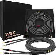 [WORLDS BEST CABLES] 2.5 Meter Ultimate - 9 AWG - Ultra-Pure OFC - Premium Audiophile HiFi Speaker Cable Pair with Eminence Gold Banana Plugs & Carbon Tweed Jacket