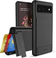 Teelevo Dual Layer Wallet Case for Google Pixel 6, Protective Case with 3-Card Storage for Google Pixel 6 - Black