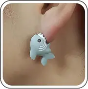 [Xduargs] Boho Cute Animal Bite Earrings Vintage 3D Clay Earrings Cartoon Biting Ears Stud Earrings Animal Dog Funny Earrings 3D Handmade Polymer Clay Earring for Women(Yellow)