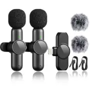 Mini Microphone, 2 Pack Wireless Lavalier Microphone for iPhone iPad, Plug-Pl...