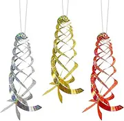 Hanging Reflective Bird Deterrent Devices, 3 PCS Bird Repellent Spiral Reflectors Garden Decoration for Scare Pigeons and Other Small Birds (3 Colors)