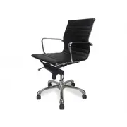 Veera Low Back Office Chair - Black Leather