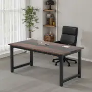 OAKORY 160cm L x 80cm W x 75cm H Writing Table with Metal Legs & Adjustable Pads Durable Construction for Home Office or Study Horizontal Stripe