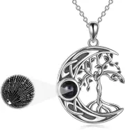 Tree of Life Necklace Sterling Silver I Love You 100 Languages/Moonstone Necklac