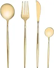 24 Pieces Complete Cutlery Gold Silverware Set Stainless Steel, Simple Design, Wide Application