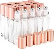 BOSMIOW 10ml(1/3oz) Glass Roller Bottles 20 Packs Essential Oil Roll On For Oils Perfume Aromatherapy With Stainless Steel Balls