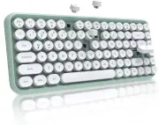 Wireless Bluetooth Keyboard Typewriter Style 84 Keys Cute Round Keycaps Mini Keyboard