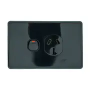 Clipsal Classic C2000 Series Socket Outlet C2000 - Single Switched - Assembled - Horizontal - 250 V - 15 A - Black - C2015/15-BK