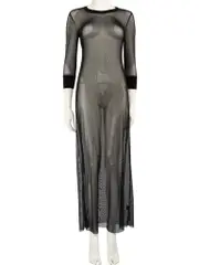 Black Mesh See Through Maxi Dress