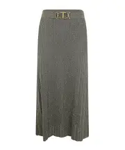 fine-knit lurex midi skirt S,L Black