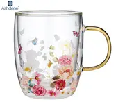 Ashdene 380ml Springtime Soiree Double Walled Glass Clear Flowers Tea Mug/Cup