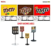 (3) CANDY VENDING MACHINE STICKERS LABELS - NUTRITION INFO - M&Ms - 2.5" x 2.5"