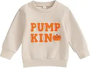 [Ayalinggo] Toddler Baby Girl Boy Halloween Sweatshirt Long Sleeve Pumpkin Shirt Crewneck Sweater Retro Top Fall Outfit