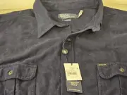 New Polo Ralph Lauren Men's Classic Fit Chamois Navy Workshirt Cotton Shirt XXL