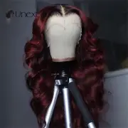 99J Burgundy 13X4 Lace Frontal WigColored 180% Lace Closure Human Hair Wig Ombre