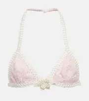 [Alessandra Rich] Alessandra Rich Embroidered cotton-blend Lurex® bra AU 10 multicoloured