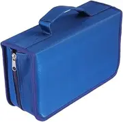 ERINGOGO 128Pieces Large Capacity Handheld CD Bag DVD Storage Pouch Fashionable Moistproof CD Cloth Bag for Organizing Discs Car Blue