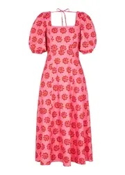 Kitri Deborah Printed Linen-blend Maxi Dress - Pink - 6 6