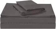 1200TC Egyptian Cotton 4 Piece Super King Bed Luxury Sheet Set, Flat Sheet, Fitted Sheet with 40cm Deep Pocket and 2 Pillowcases Charcoal Stripe