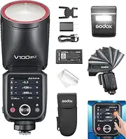 Godox V100F V100-F Round Head Camera Flash Speedlite for Fujifilm Cameras TTL HSS 1/8000s 2.4G 100Ws with Toch Screen (V100 F)