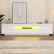ALFORDSON LED TV Cabinet Stand Night Light 180x 40x 45cm, 15mm Thick Particle Board 16 Colors and 4 Modes RGB Light Entertainment Unit for Living Room, Multimedia Centre Furniture, White