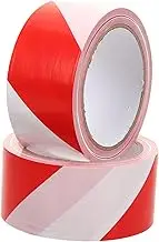 DINHEAROM 2Rolls Caution Tape Red White Striped Hazard Marking Tape for Safety Warning Tear Resistant Pe Material for Construction Sites Halloween Decor and Hazardous Areas