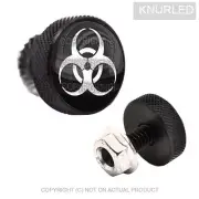 2 Black KNURLED Billet License Plate TAG Frame Fastener Bolts ZOMBIE OUTBREAK WT
