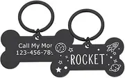 Custom Engraved Stainless Steel Cat and Dog ID Tags Personalized Pet Name Address Phone Tag Pendant Anti-Lost Cat and Dog Tags Nameplate Pet Collar Accessories, Black,40x21mm