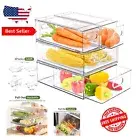 4 Pack Stackable Fridge Drawer Organizers - BPA-Free Food Storage Containers