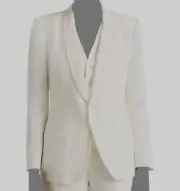 $1790 Ralph Lauren Purple Label Women's Ivory Myles Linen Jacket Coat Size 10