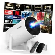 [Built-in Apps] Projector 1080P FHD 4K Support, Smart Projector with WiFi White