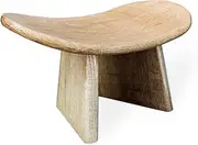 Wooden Handmade Meditation Bench, Seiza Bench, Portable, Foldable, Japanese, Stool, with 2 Incense Stick Holder (Round Meditation Bench, Natural)