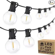 100ft 2-Pack Outdoor G40 LED Globe String Lights