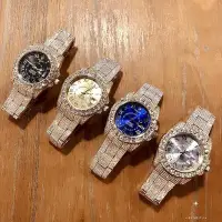 在飛比找Yahoo!奇摩拍賣優惠-直購#ROLEX 勞力士 男士腕錶 簡單滿鑽手錶 商務休閒男