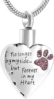 KETIME Keepsake Pendant - No Long by My Side But Forever in My Heart Cremation Jewelry for Ashes for Pet Memorial Urn Necklace
