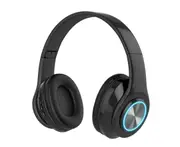 E09 Black Head-mounted Luminous Wireless Folding Headphones Stereo Headset Comfortable Ear Cups Subwoofer for Phone IPad PC Laptop