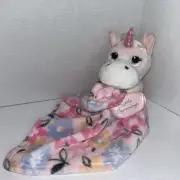 Little Beginnings Pink Unicorn Lovey Plush Baby Floral Security Blanket