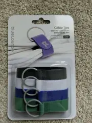 Large Multi Color Cable Tie Straps Reusable Hook & Loop 4 pk with hanging ring